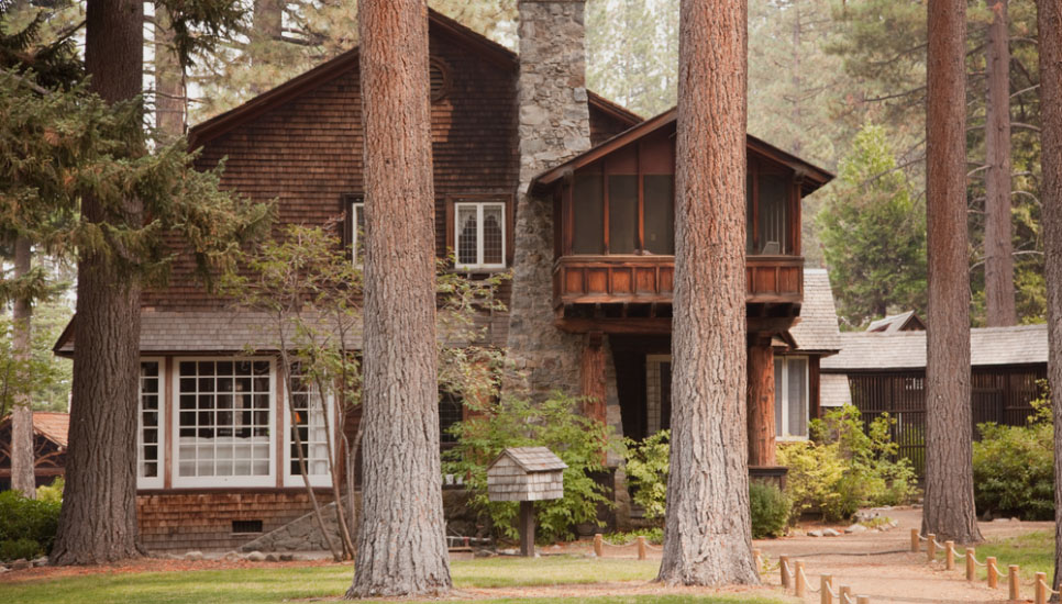 vacation rental home surrounded by tall trees